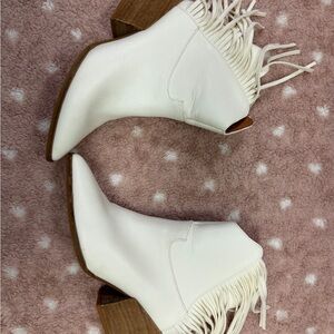 Altar'd State White Fringe Ankle Booties